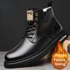 Herbst Neue Hohe Atmungsaktive Retro Braune Herrenstiefel Dicksohlige Warme Lässige Lederschuhe mit Zusätzlichem Fleece Keilabsatzstiefel