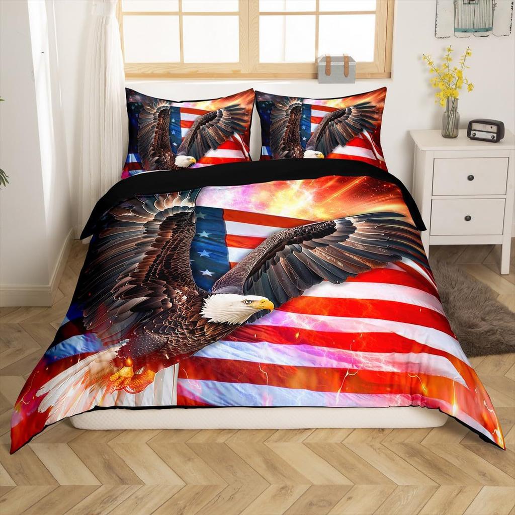 Adler Muster 3D Digitaldruck Quilt Set Dreiteiliges Bettwäscheset