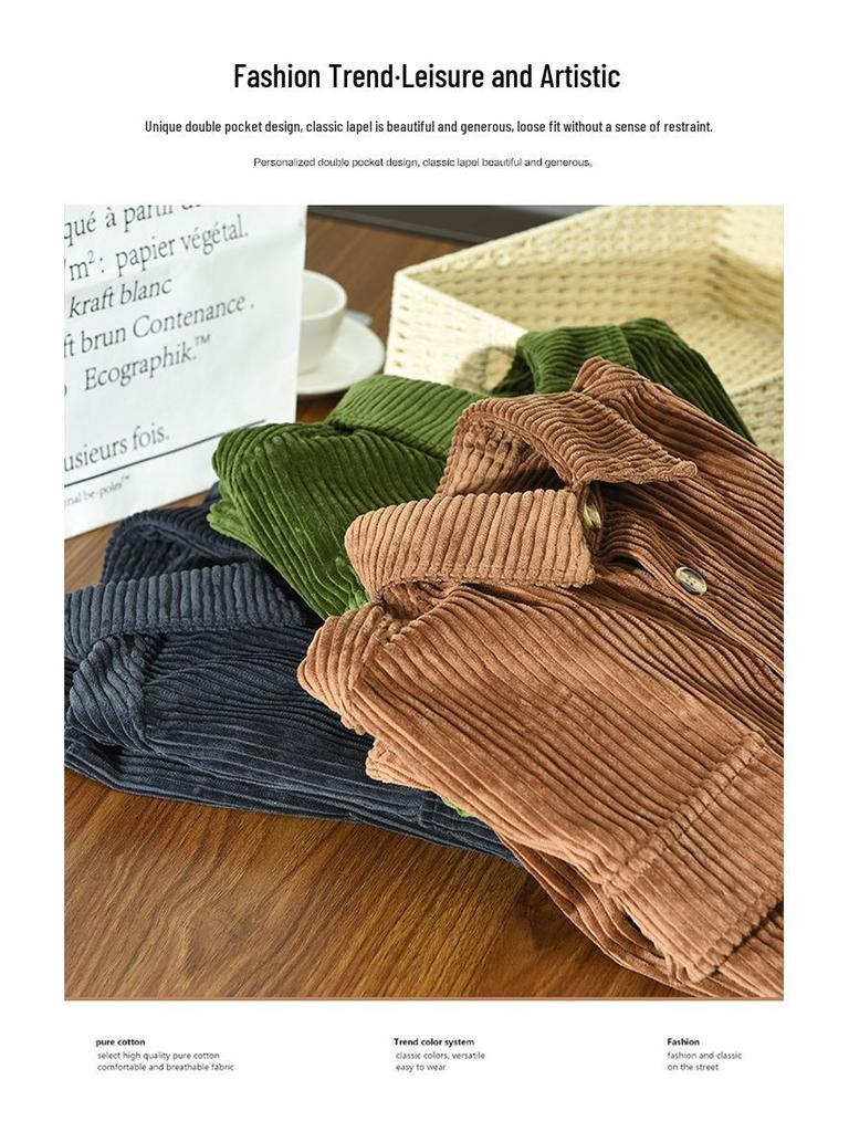 Men's Autumn/Winter Corduroy Long-Sleeve Casual Shirt Jacket