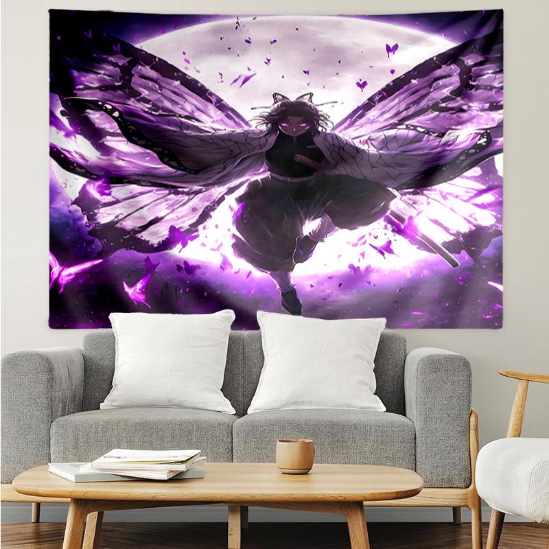 Demon Slayer Shinobu Kocho Tapestry for Bedroom Aesthetic Classroom Tapestries Wall Hanging for Living Room Dorm Office,Ideal Creative Gift