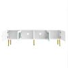 TV Schrank Lowboard 170 cm, 4 Modernes TV Board TV-ständer Mattglastür, Eleganter Fernsehtisch HiFi-Schrank Wohnzimmer Mediamöbel Weiß