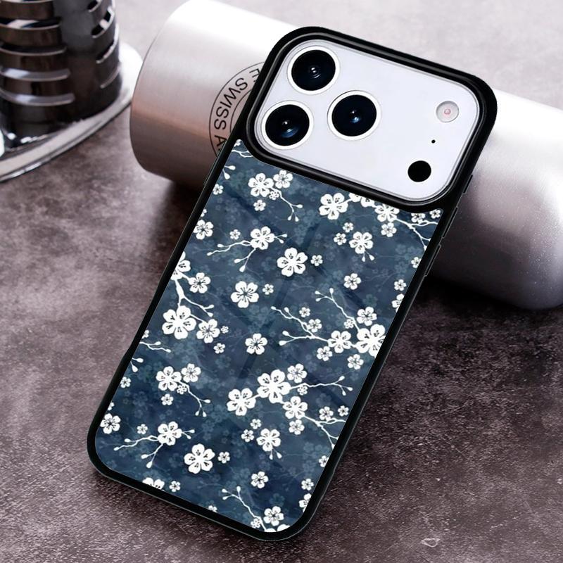 Japanese Style Floral Texture Phone Case for iPhone 17 16 15 Pro Max Air 14 13 12 11 Plus Shockproof Cover