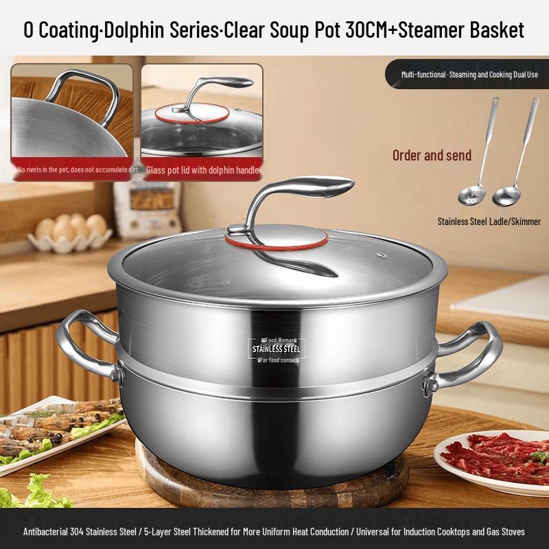 Wutuo 30cm Stainless Steel Non-stick Soup Pot