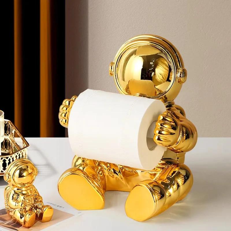 Astronaut Shaped Tissue Box Creative Roll Paper Towel Case Coffee Table Desktop Napkin Holder Tissue Boxes Modern Home Decor