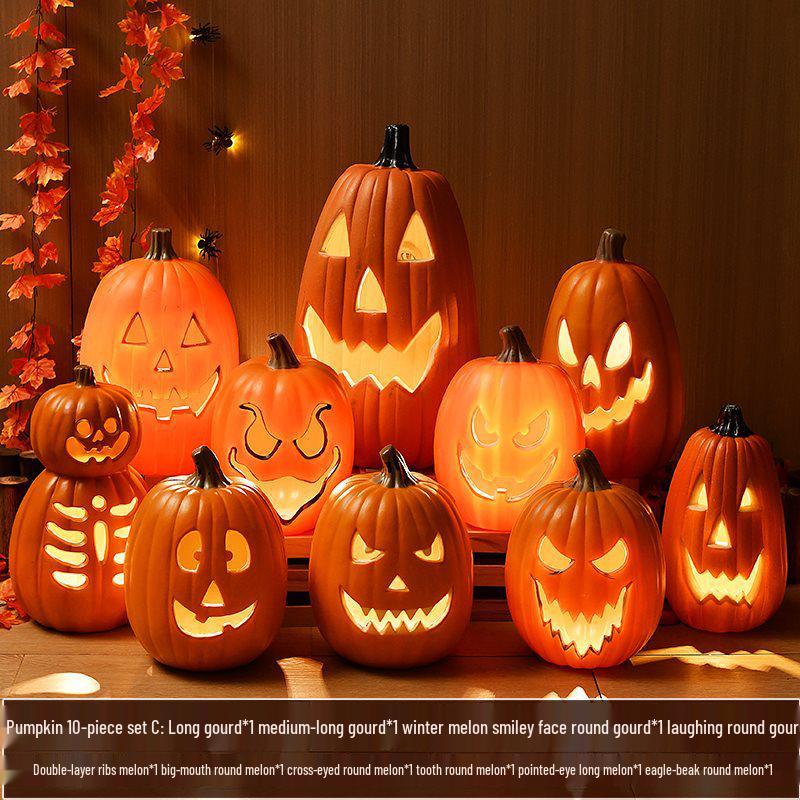 Halloween Light-Up Hollow Pumpkin Lantern for Outdoor Decor