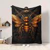 1pc Golden Bee Emblem Blanket Lightweight Flannel Blanket Throw Blanket For Sofa, Bed, Travel, Camping, Livingroom, Office Yy251015175