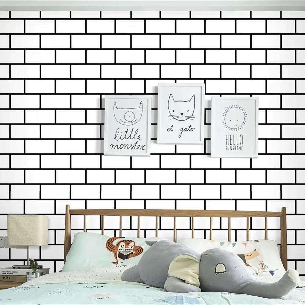 Küchenölfest Weißer Ziegelaufkleber Wasserdicht Selbstklebend Hochtemperaturbeständig Wandaufkleber Imitationsfliesen Tapete