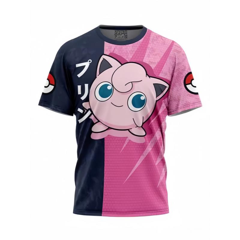 T-shirt Summertime Child Woman Man Printing Short Sleeves Japanese Anime Magical Pet Genie Pattern