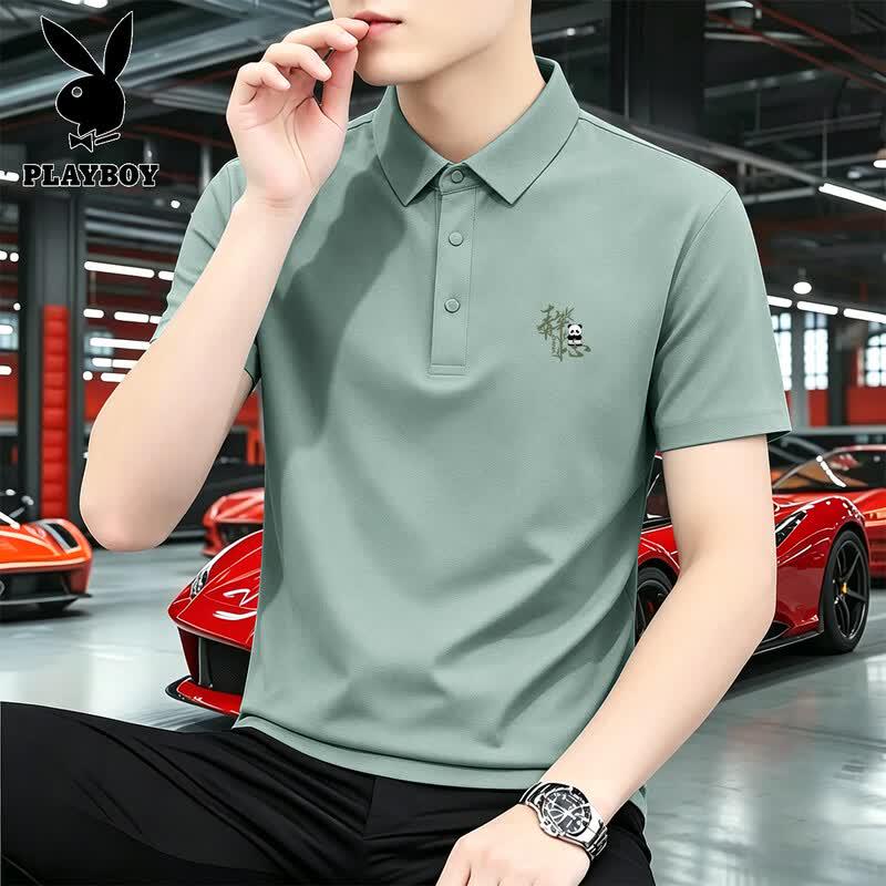 PLAYBOY Men s 2026 Ice Silk Lapel Polo Shirt M фото