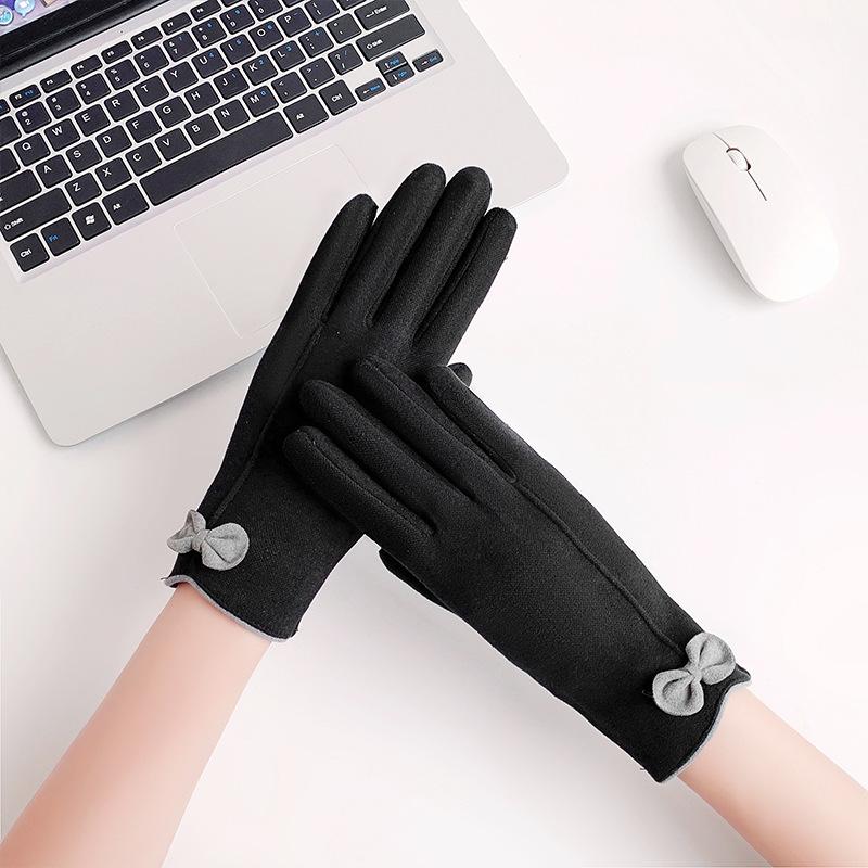 

Зимние теплые перчатки из немецкого бархата с сенсорным экраном (Similar color and style) Mixed hair чёрный