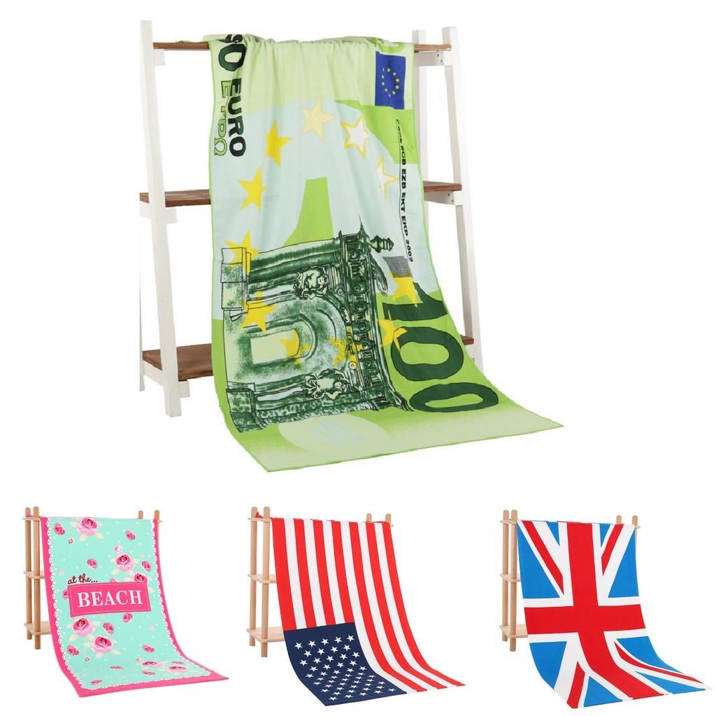 Microfiber Beach Towel With Active Print Fast Drying For Adults