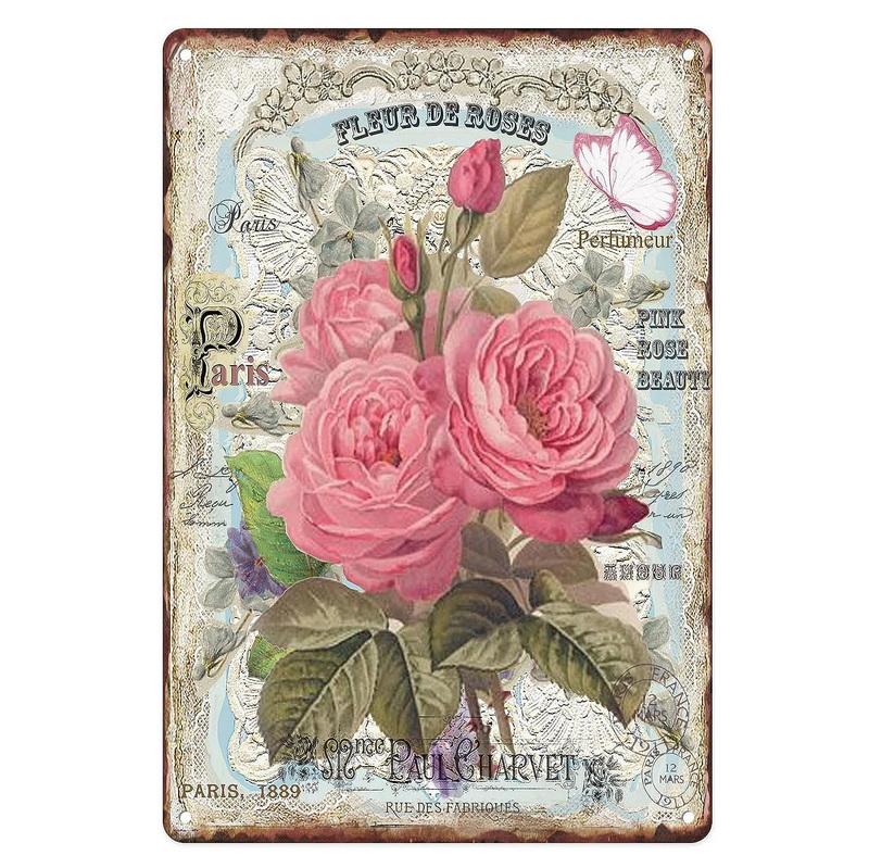 Metal Tin Sign Garden Beautiful Flowers Vintage Tin Sign Flower Lavender Metal Wall Panel Retro Art Decoration for Home Cafe Bar