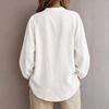 Women's Fall Long Sleeve Blouse with Embroidery and Cutout, Round Neck Loose Fit Casual Shirt