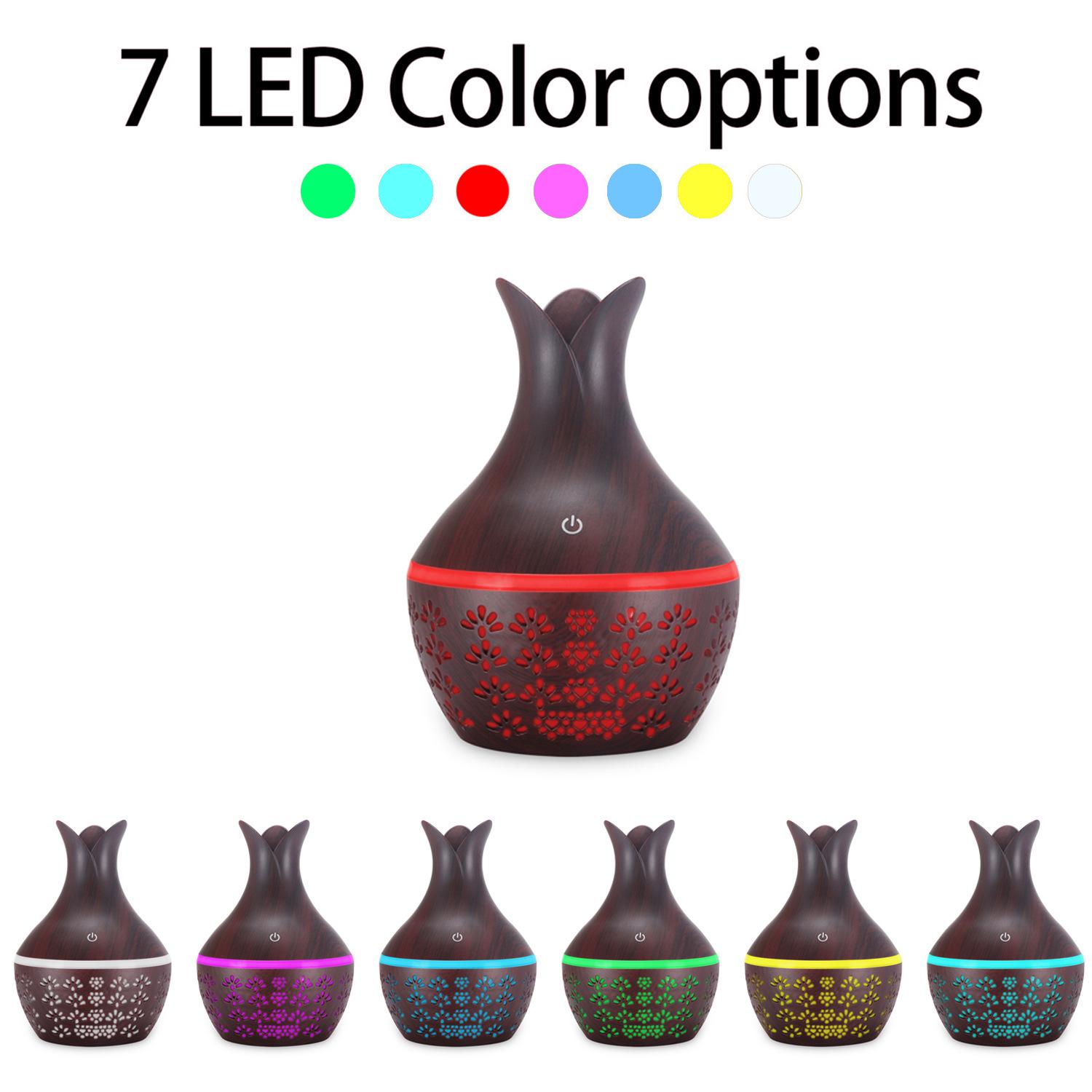 

300 мл Увлажнитель ароматерапии с текстурой дерева, ваза с трехлепестковым дизайном для домашнего использования USB Powered