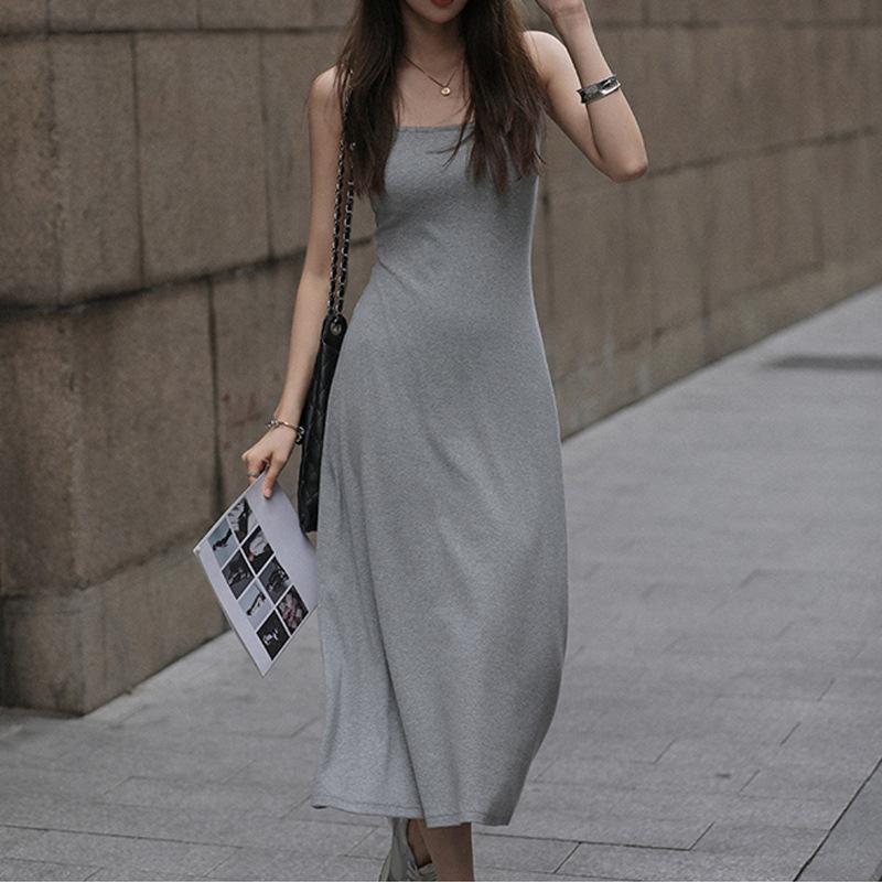 

Полосатое платье на подтяжках для женщин на лето, новый универсальный облегающий жилет средней длины, юбка L