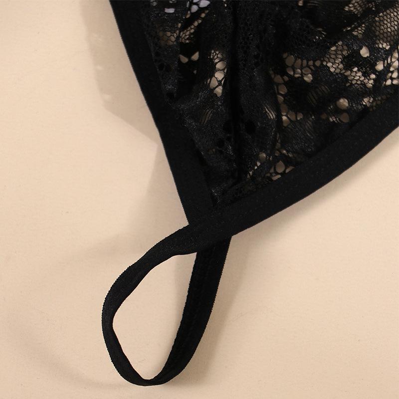 Herren Spitzen-Transparenz-Mini-G-String mit niedriger Taille und freiliegendem Gesäß, Sexy atmungsaktive nahtlose Unterwäsche, Tanga mit Muschel-Beutel