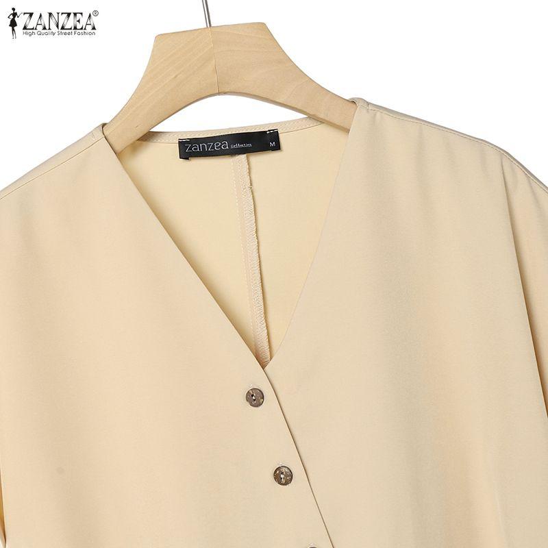 ZANZEA Women Short Sleeve Blouse and Long Pants Casual Two Piece Suit Sets