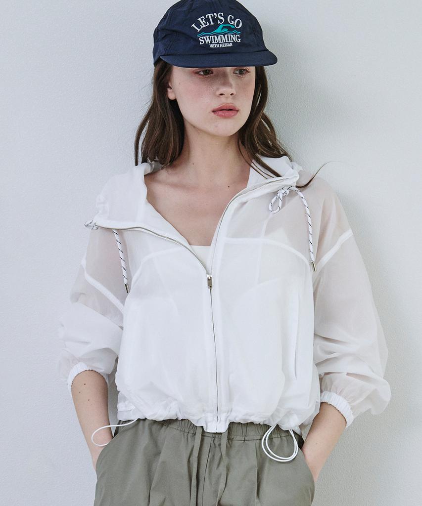 Maloupe 6316 Crop Hooded Lightweight Jumper (White)