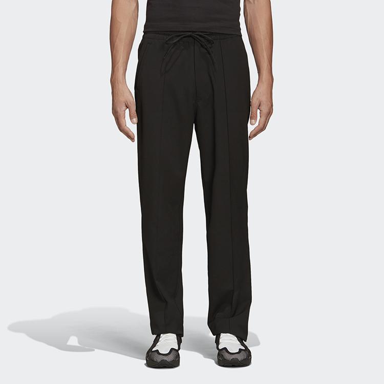 Y-3 Solid Color Straight-Leg Drawstring Wool Casual Trousers Men Bottoms Black FS3311