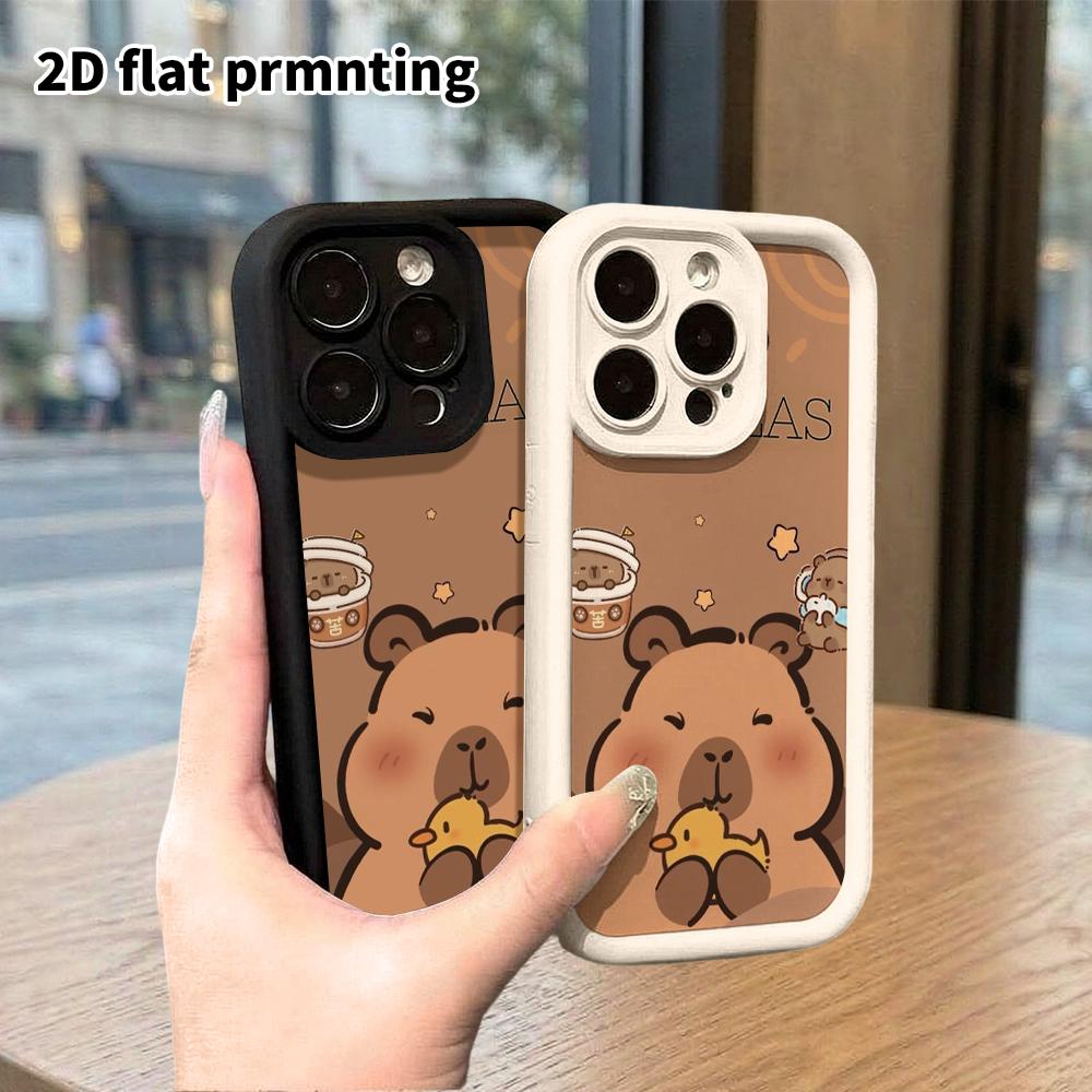 Phone Case: 2D Flat Design Suitable for iPhone 18 17 16 15 14 13 Pro Stepped Protective Case, with Text Capybara, Christmas and Halloween Holiday Gift