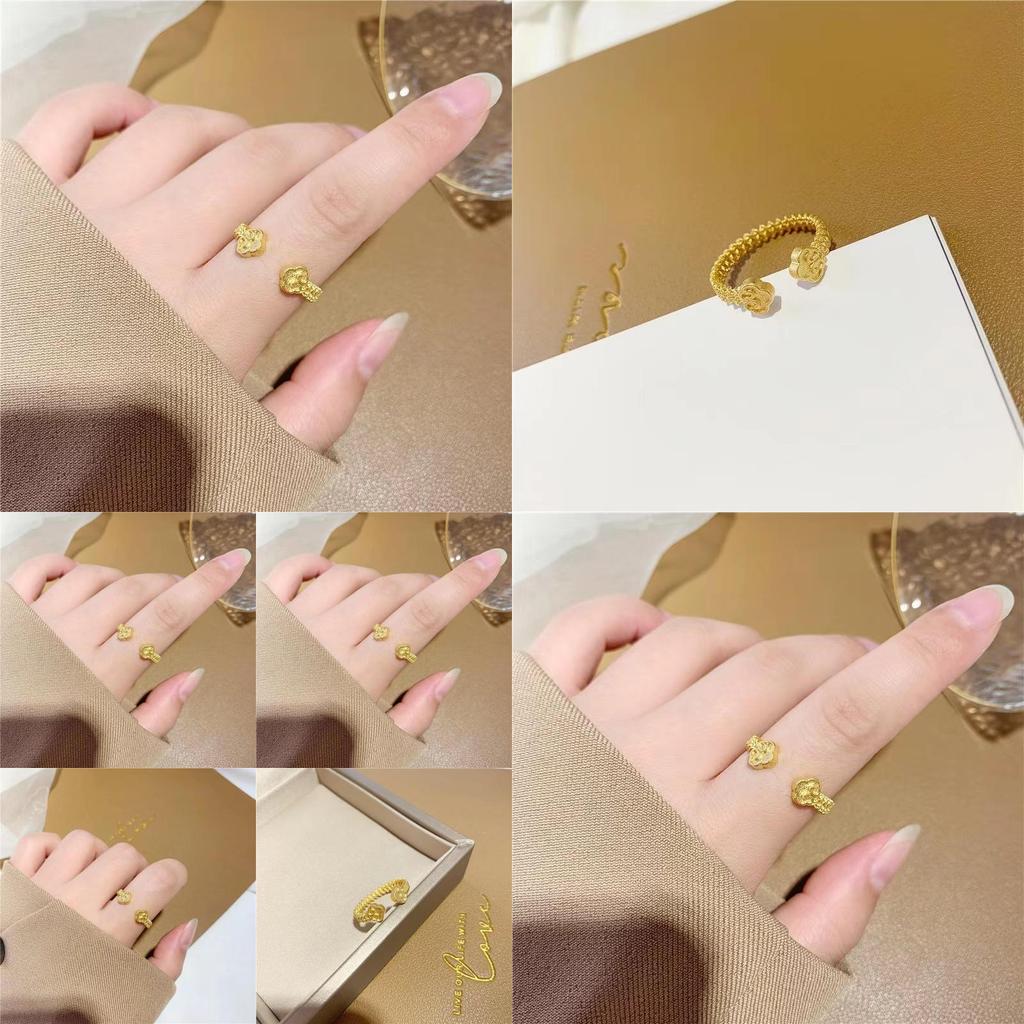 Chic Brass Gold Plated Adjustable Ring With Unique Floral Design Perfect For Gifts And Events