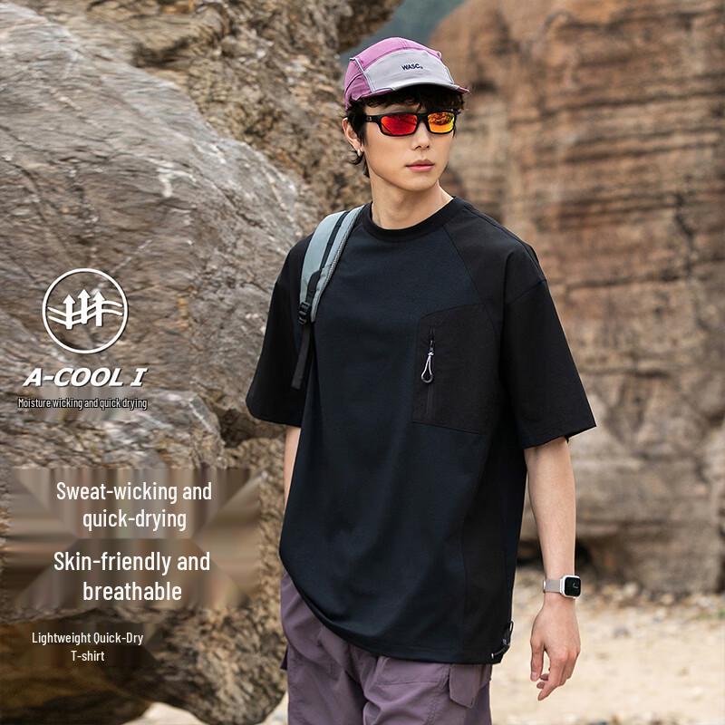 MEDE Men s Antibacterial Quick-Dry Breathable Color-Block Short Sleeve T-Shirt 3XL