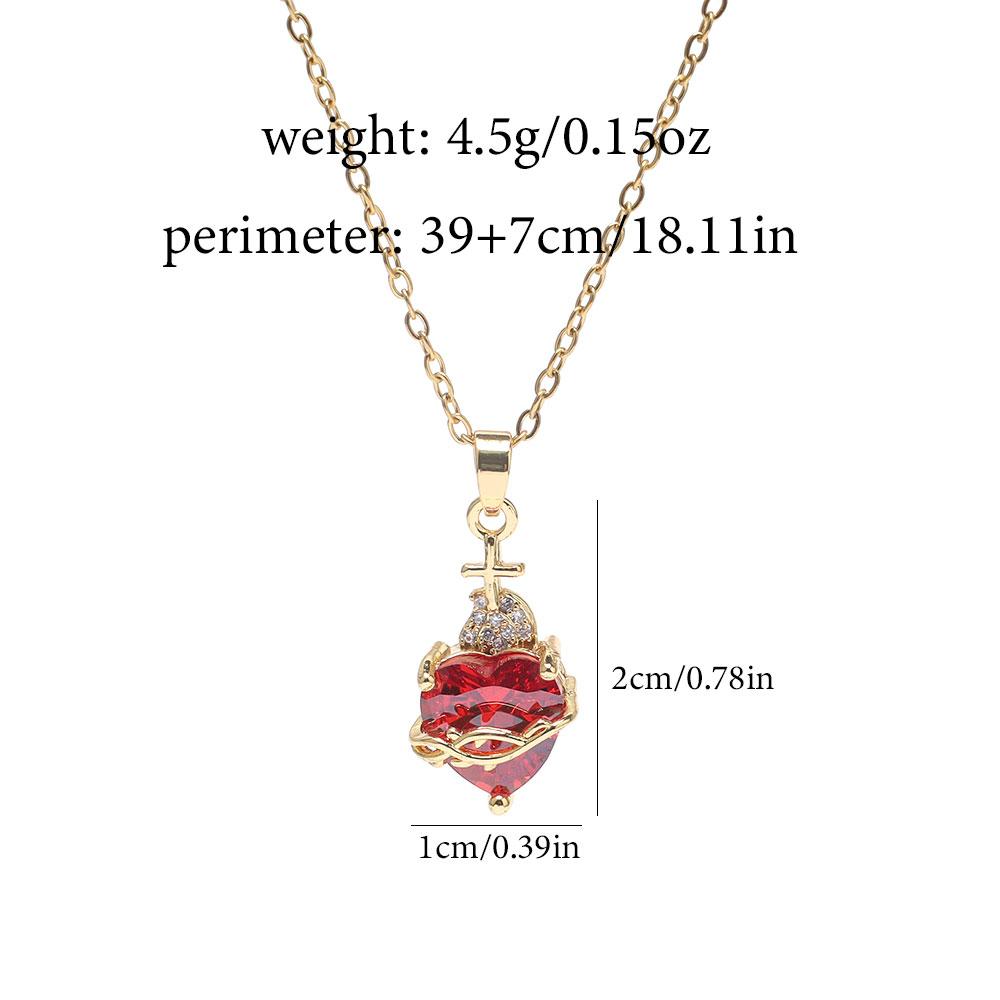 Luxury Pink Zircon Heart Necklace For Women Gothic Sword Go Through Love Choker Elegant Crystal Flower Necklaces Y2k Jewelry