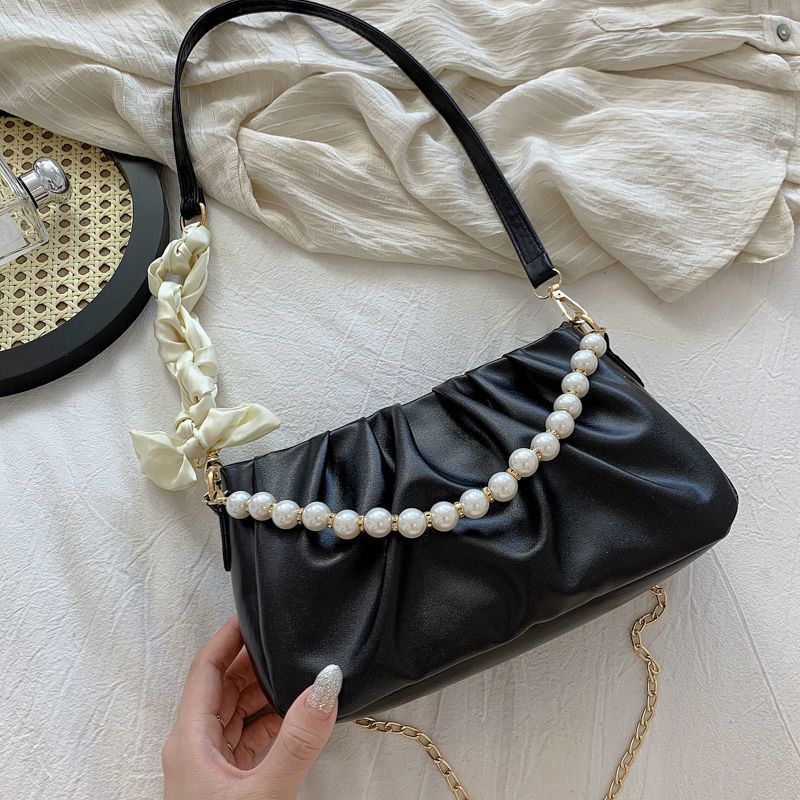 Sense pearl pleated cloud underarm bag niche bag women's fashion trend new summer versatile shoulder messenger bag