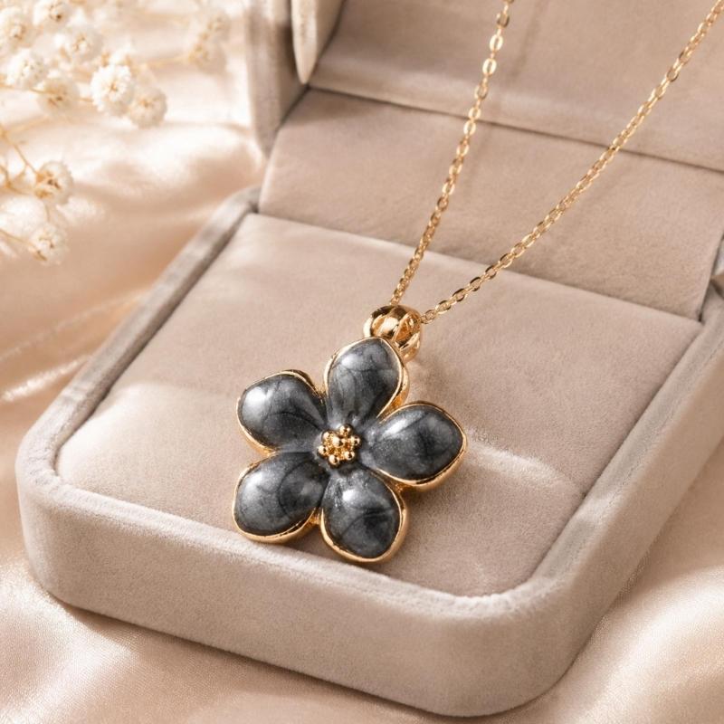 Glossy Flower Pendant Charm with Raised Center and Gold-Tone Outline for Keychain, Bag Charm, and Jewelry Making