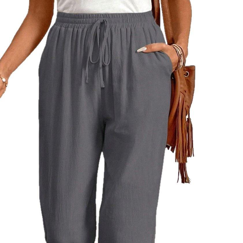 2026 Spring/Summer Women's Striped Elastic Waist Casual Pants