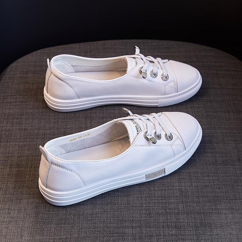 

Женские белые дышащие спортивные туфли из натуральной кожи, коллекция Лето 2025 - Универсальные и стильные 39 белый