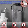 Toallero de acero inoxidable autoadhesivo para baño, toallero negro, colgador de toallas, barra de aro, accesorios de almacenamiento para cocina
