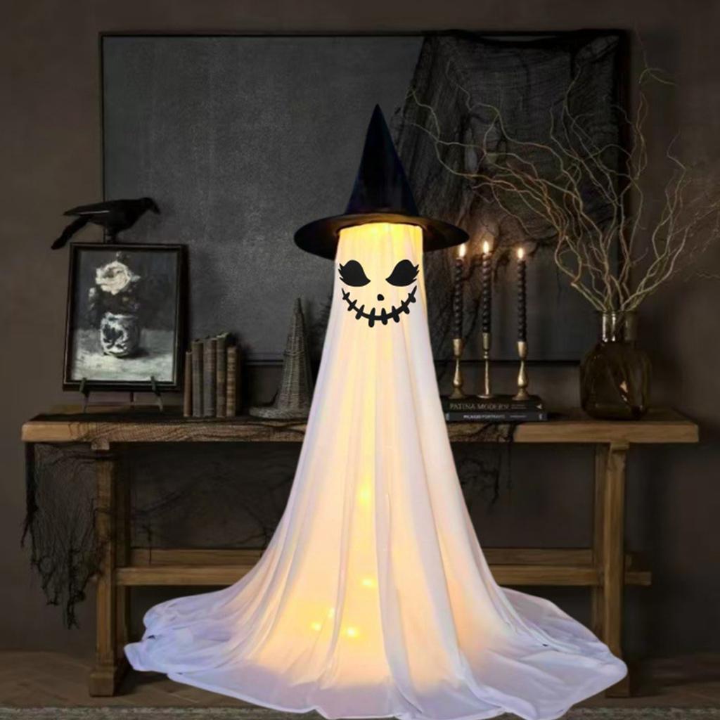 Glowing Ghost Figure Ornament Halloween Decoration 120cm High For Porch Front Yard Garden Display Indoor and Outdoor