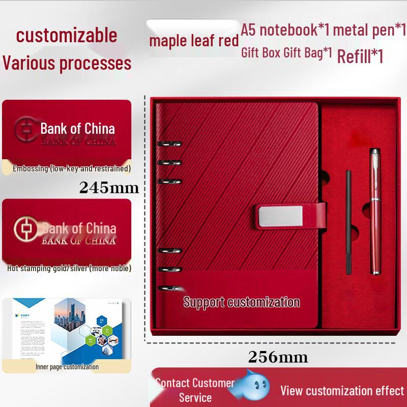 Custom A5 Ring Binder Notebook Gift Set with Logo - Holiday Souvenir Box