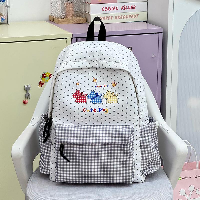 Schoolbag Japanese ins plaid backpack cute schoolbag junior high school backpack medium and small fresh schoolbag student casual backpack