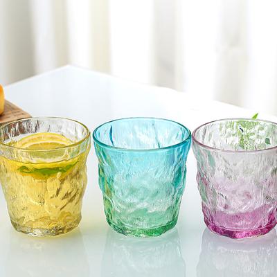 Ins Wind Ice River Pattern Glass Water Cup Nordic New High-value Red Wine Glass Juice Cup Frosted Bark Pattern Water Cup
