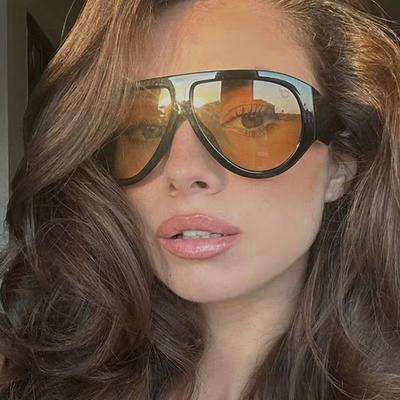 Popular Fashion Women Candy Color Sunglasses Wide Legs Large-Frame Men Trending Punk Gradient Sun Glasses