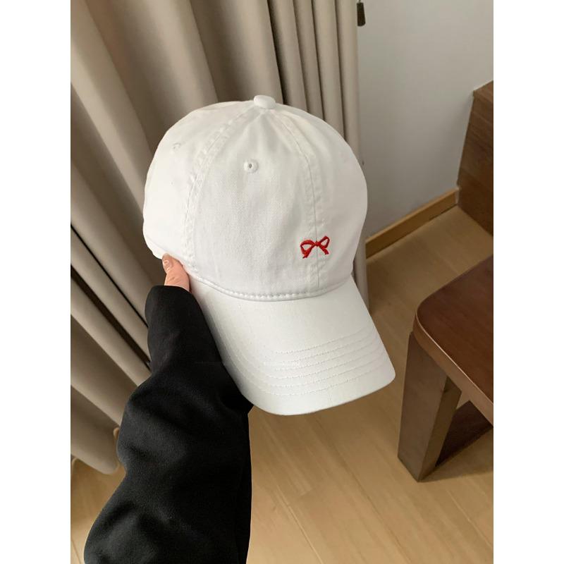 Sweet Little Bow Embroidered Cap Women's New Deepened Big Head Circumference Wide Brim Soft Top Baseball Cap