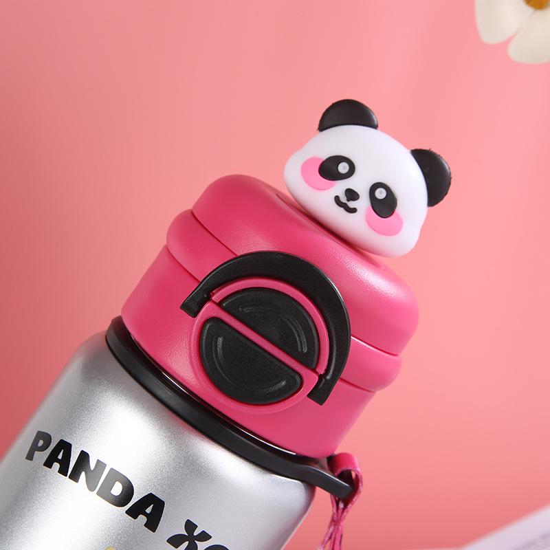 Panda Children's Thermos Cup Students Go To School New Boys and Girls High Appearance Level Double Drink Straw Insulated Water Cup