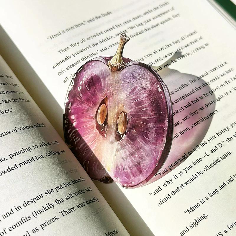 Delicate Transparent Acrylic Apple Bookmark Reading Mark Student Gift Premium Feeling Cute Grape Tomato Bookmarks