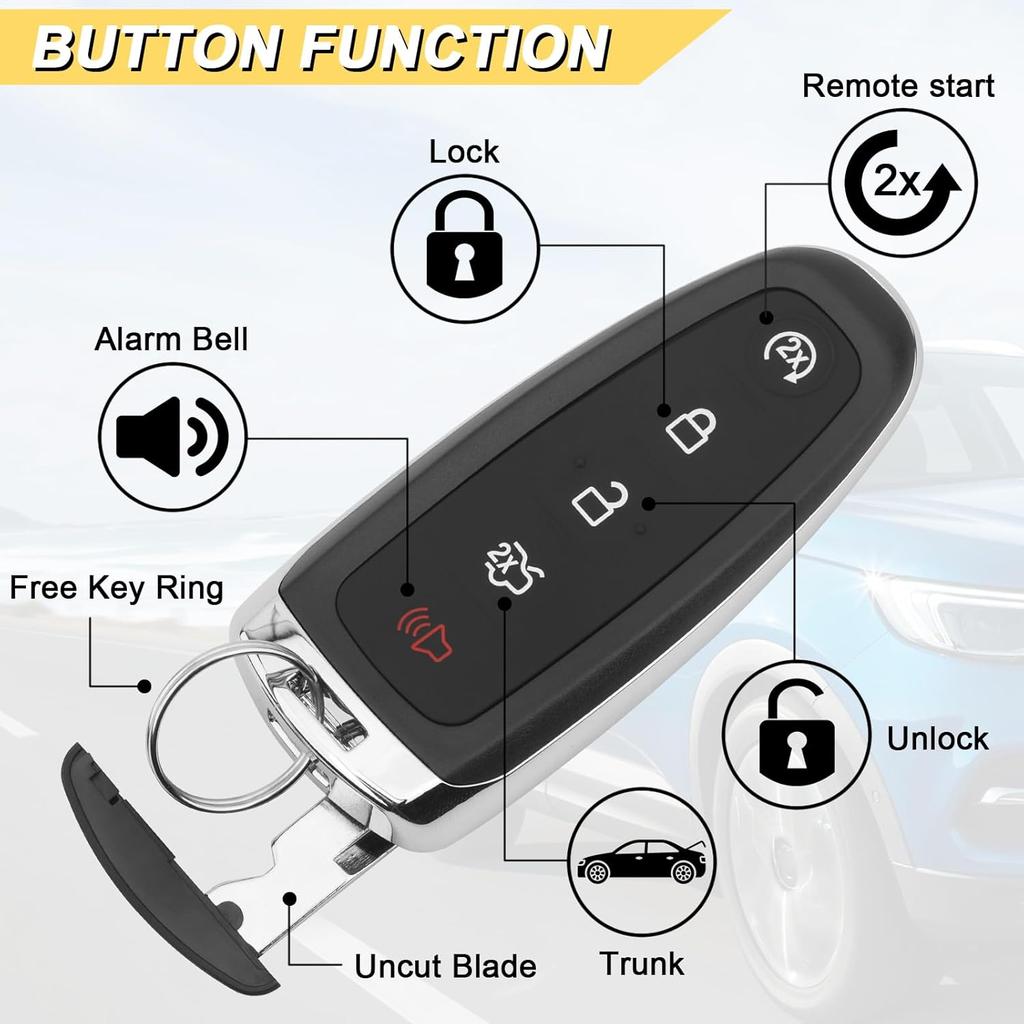 Key Fob Replacement for 2012- Ford Focus/ 11-15 Edge Explorer/ 17-20 Escape/ 15-17 Expedition/ 13-19 Flex Taurus/Lincoln MKS MKT MKX Navigator Car