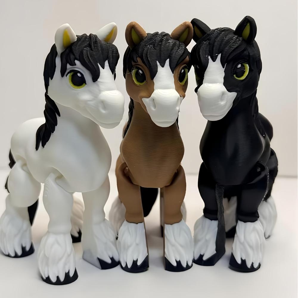 3D Printed Horse Pony Model Flexible Animals Toy Statue Movable Joints Home Office Decor Fidget Toys Stress Relief Animal Toys
