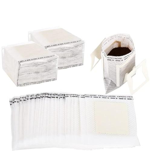 AOrom 50-Pack Coffee Filters, Portable Coffee Bags with Ears, Disposable Drip Coffee Filters for Home, Office, Travel, Camping, etc. (100 Ear-Hooked C
