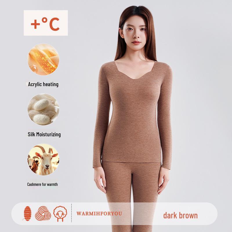 

Women s 2025 Seamless Fleece-Lined Antibacterial Turtleneck & Pants Set - Warm Winter Long Johns 3XL (150-170 lbs)