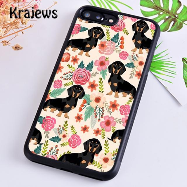 Krajews Dackel und Blume Weiche Handyhülle Abdeckung für iPhone 14 5 6s 7 8 plus XR XS 11 12 13 pro max Samsung S21 S22ultra Plus