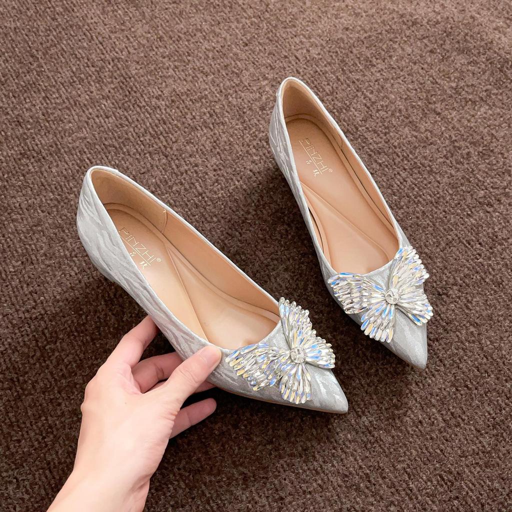 Champagne Crystal High Heels - Comfortable Bridal & Bridesmaid Shoes with Inner Lift