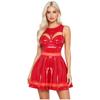 Mini Vestito da Club Lucido in Ecopelle PU da Donna Senza Schiena Davanti Svuotato Reggiseno Push-up Inserti in Rete Orlo Pieghettato per Bar Serate Fuori