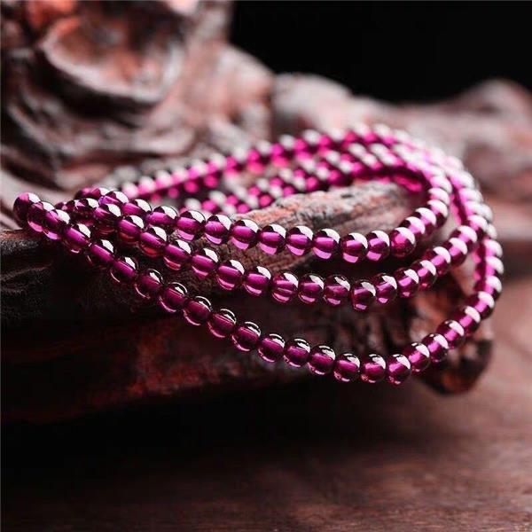 Natural genuine pure purple garnet multi-loop bracelet, single-loop women's bracelet, three-loop or four-loop purple garnet bracelet