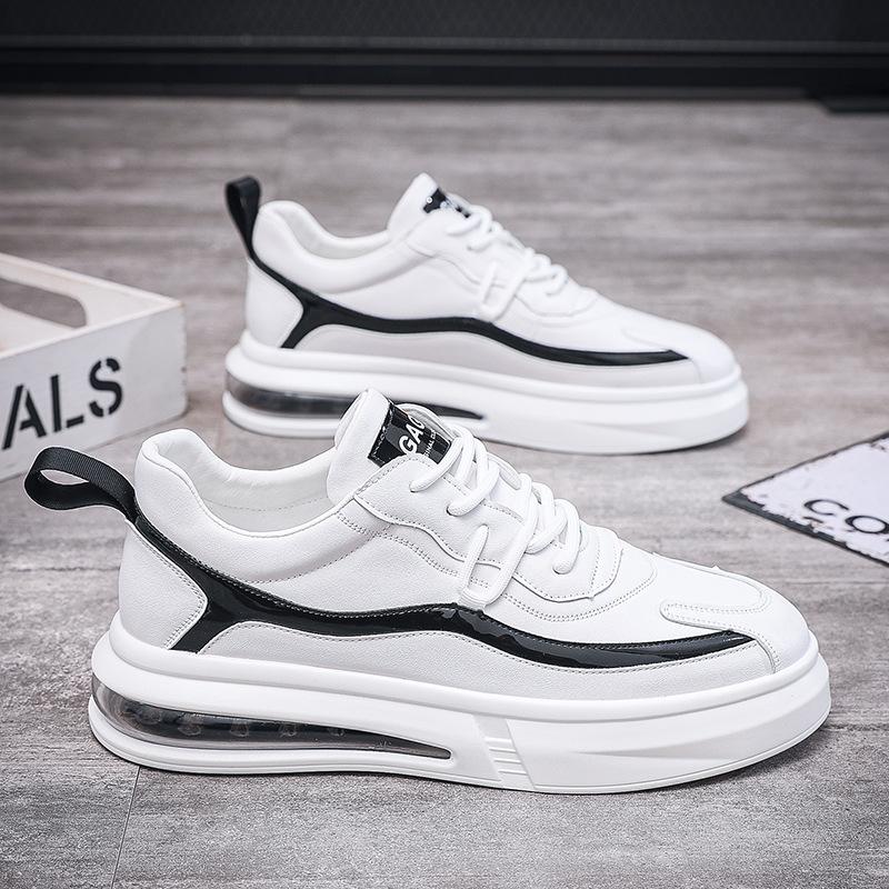 Men's shoes new air cushion board shoes men's two-color splicing process trend versatile men's shoes heightening white shoes spot