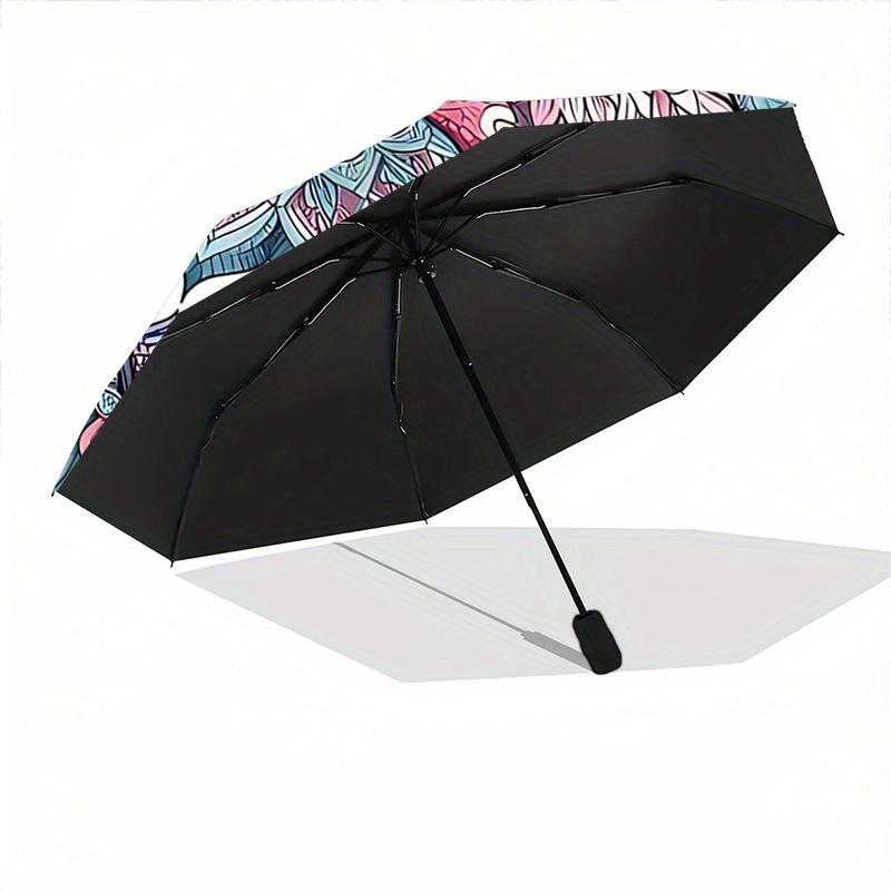 1pc Two Flamingos Automatic Opening and Closing Umbrella, Lightweight 3-Fold, With Cute Cartoon Characters, Suitable for Home, Outdoor and Daily